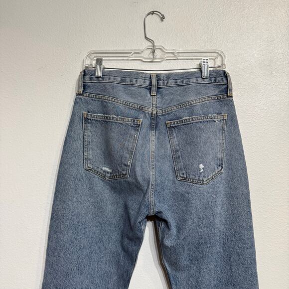 AGOLDE Blue Mia Mid Rise Distressed Straight Leg Jeans Sz 26 - Picture 9 of 13